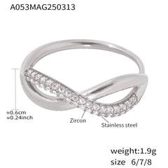 Cubic Zirconia Crossed Open Ring