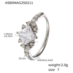 Square Cubic Zirconia Accent Ring