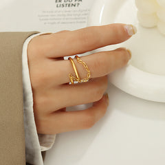 18K Gold-Plated Double-Band Chain Ring