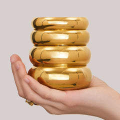 18K Gold-Plated Wide Polished Dome Bangle