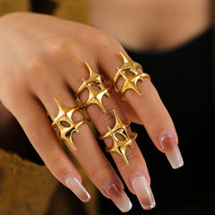 18K Gold-Plated Starburst Open Ring