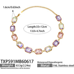 18K Gold-Plated Colored Glass Statement Jewelry
