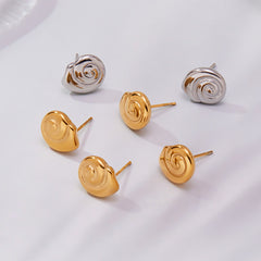 18K Gold-Plated Spiral Shell Stud Earrings