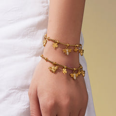 18K Gold-Plated Heart and Insect Charm Jewelry