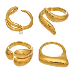 Sculptural Curved Stainless Steel Ring Designs
