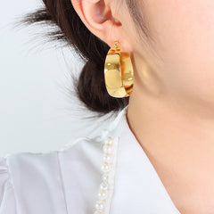 18K Gold-Plated Wide Oval Hoop Earrings