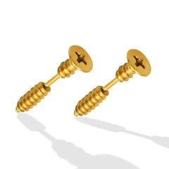 Screw-Motif Stud Earrings