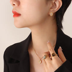 Oval Stone-Look Necklace or Earrings