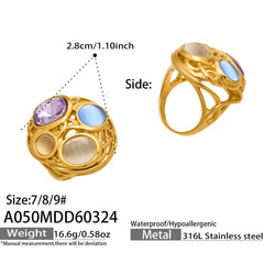 Colored Stone Openwork Statement Ring