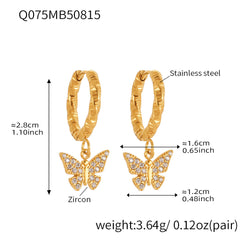 Cubic Zirconia Butterfly Charm Earrings
