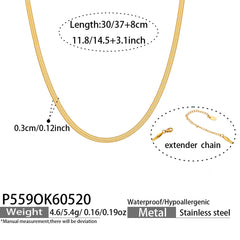Stainless Steel Flat Herringbone Chain Necklace