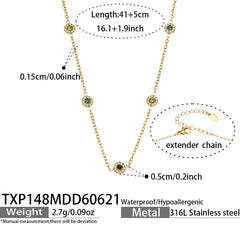 18K Gold-Plated Color Cubic Zirconia Station Jewelry