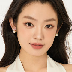 Daphne Vintage-Inspired Pearl Pavé Stud Earrings No. 996667