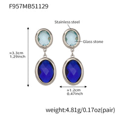 Faceted Oval Glass Drop Earrings