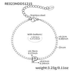 Cubic Zirconia Initial Chain Bracelet