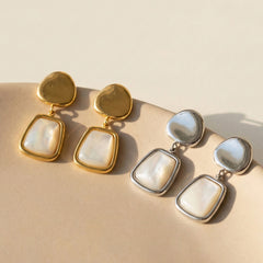 Mother of Pearl Geometric Drop Earrings