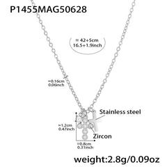 Cubic Zirconia Cross Charm Layered Necklace
