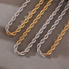 18K Gold-Plated Two-Tone Rope Chain Necklace