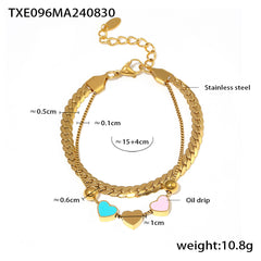 Colorful Enamel Heart Layered Necklace or Bracelet