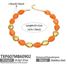 Oval Color Resin Necklace and Bracelet