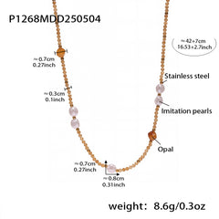 Fine Natural Stone & Shell Beaded Necklace