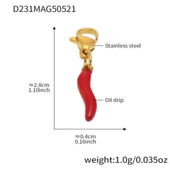 Heart and Chili Charm Necklace or Pendant
