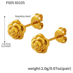 18K Gold-Plated Rose Flower Stud Earrings