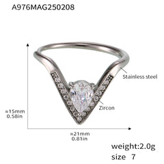 Cubic Zirconia V-Shaped Open Ring