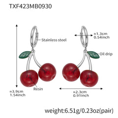 18K Gold-Plated Resin Cherry Jewelry