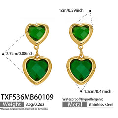 18K Gold-Plated Heart Glass Accent Jewelry
