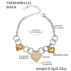 18K Gold-Plated Heart Link Necklace or Bracelet