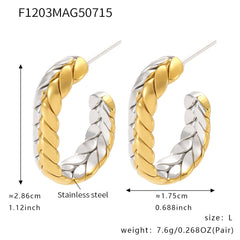 Woven Texture Two-Tone Hoop Earrings