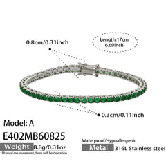 Cubic Zirconia Stainless Steel Tennis Bracelets