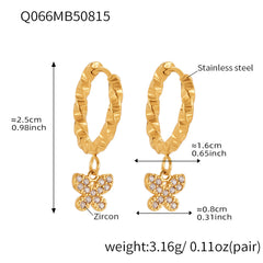 Cubic Zirconia Butterfly Charm Earrings