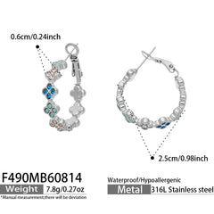 Multicolor Cubic Zirconia Clover Hoop Earrings