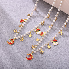 Holiday Faux Pearl Charm Necklace or Bracelet