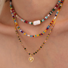 Natural Stone Heart Pendant Necklace & Bracelet