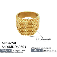 Textured Wide Stainless Steel Band Rings