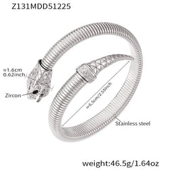 Ribbed Snake-Inspired Open Cuff Bracelet