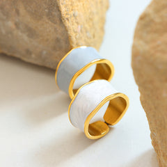 Blue Enamel Open Band Ring