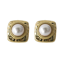 Marielle Vintage-Inspired Pearl Square Stud Earrings