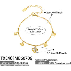 Cubic Zirconia Clover Charm Necklace and Bracelet