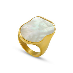 Irregular White Shell Statement Ring