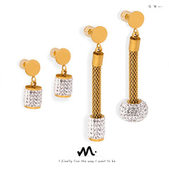 Gold-Tone Heart Stud Geometric Drop Earrings