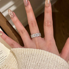 Camille Vintage-Inspired Pavé Clover Adjustable Ring