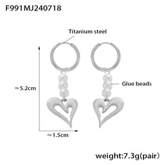 18K Gold-Plated Pearl-Look Heart Drop Earrings