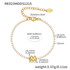 Cubic Zirconia Initial Chain Bracelet