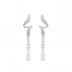 Nadine Pearl Pavé Tassel Drop Earrings