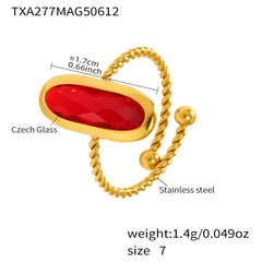 Czech Glass Bead-Band Open Ring