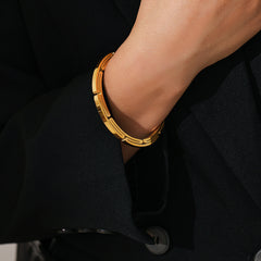 Gold-Tone Textured Open Cuff Bracelet